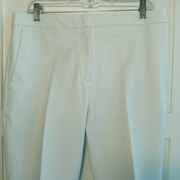 Ann Taylor Stretch Cotton Cuffed High Waist Flat Front Pants Size 10 Ice Blue - Picture 2 of 5